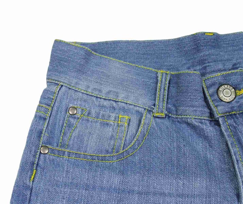 Bienzoe Summer Stretch Girls Shorts: Low Adjustable Waist Bermuda - Cowgirl Jean Denim - Kids School Dance Beach Casual Wear Denim Blue 12 - Image 3